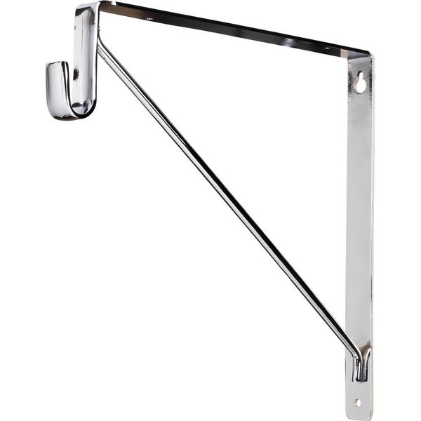 Hardware Resources Chrome Shelf Bracket with Rod Support for Oval Closet Rods 1530CH